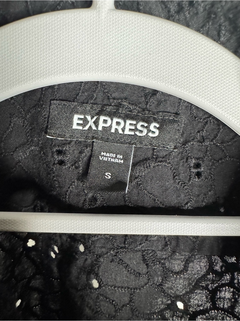 EXPRESS Black Eyelet Lace Button-Down Shirt - Picture 3 of 4